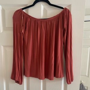 Off the shoulder long sleeve blouse